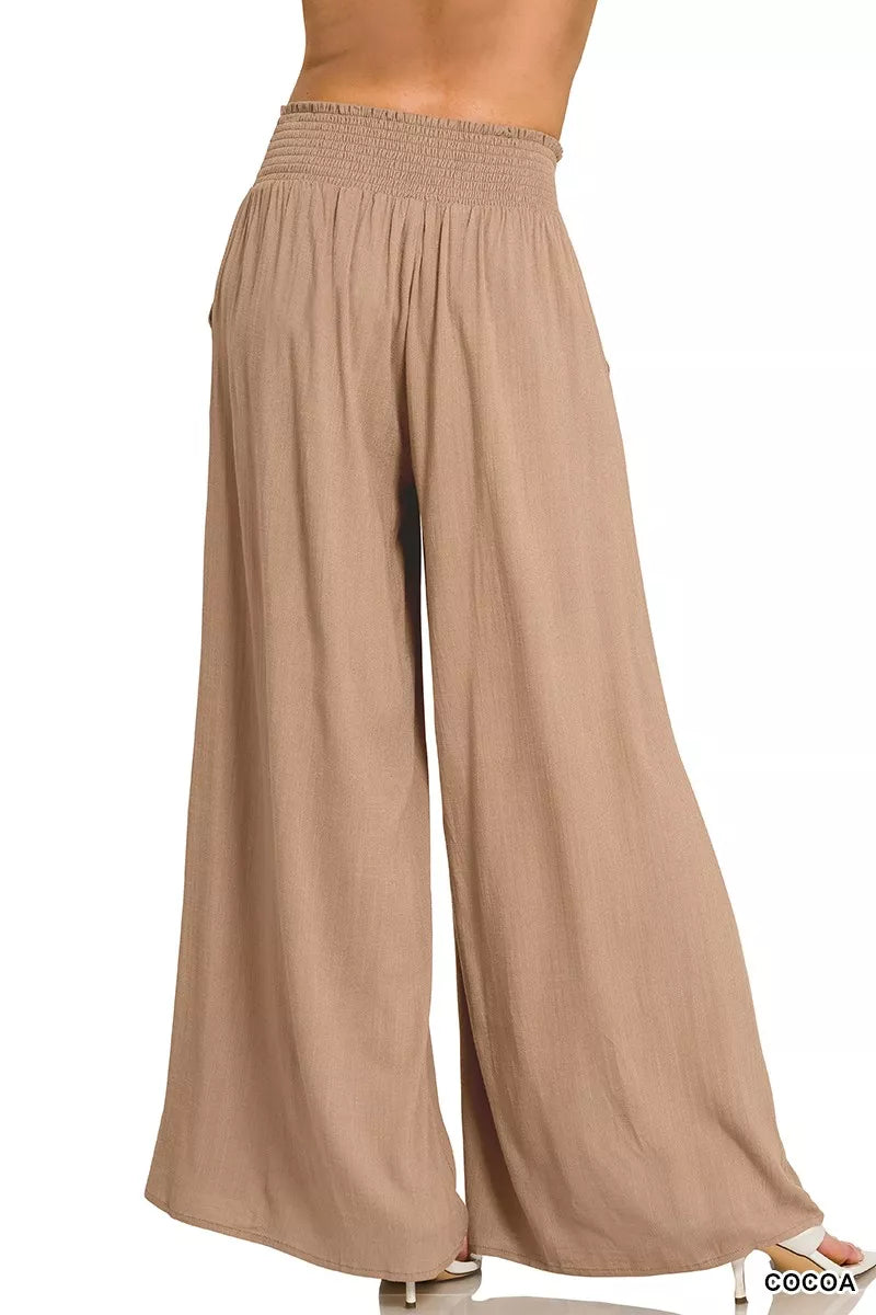 Zenana Smocked Waistband Wide Leg Lounge Pants