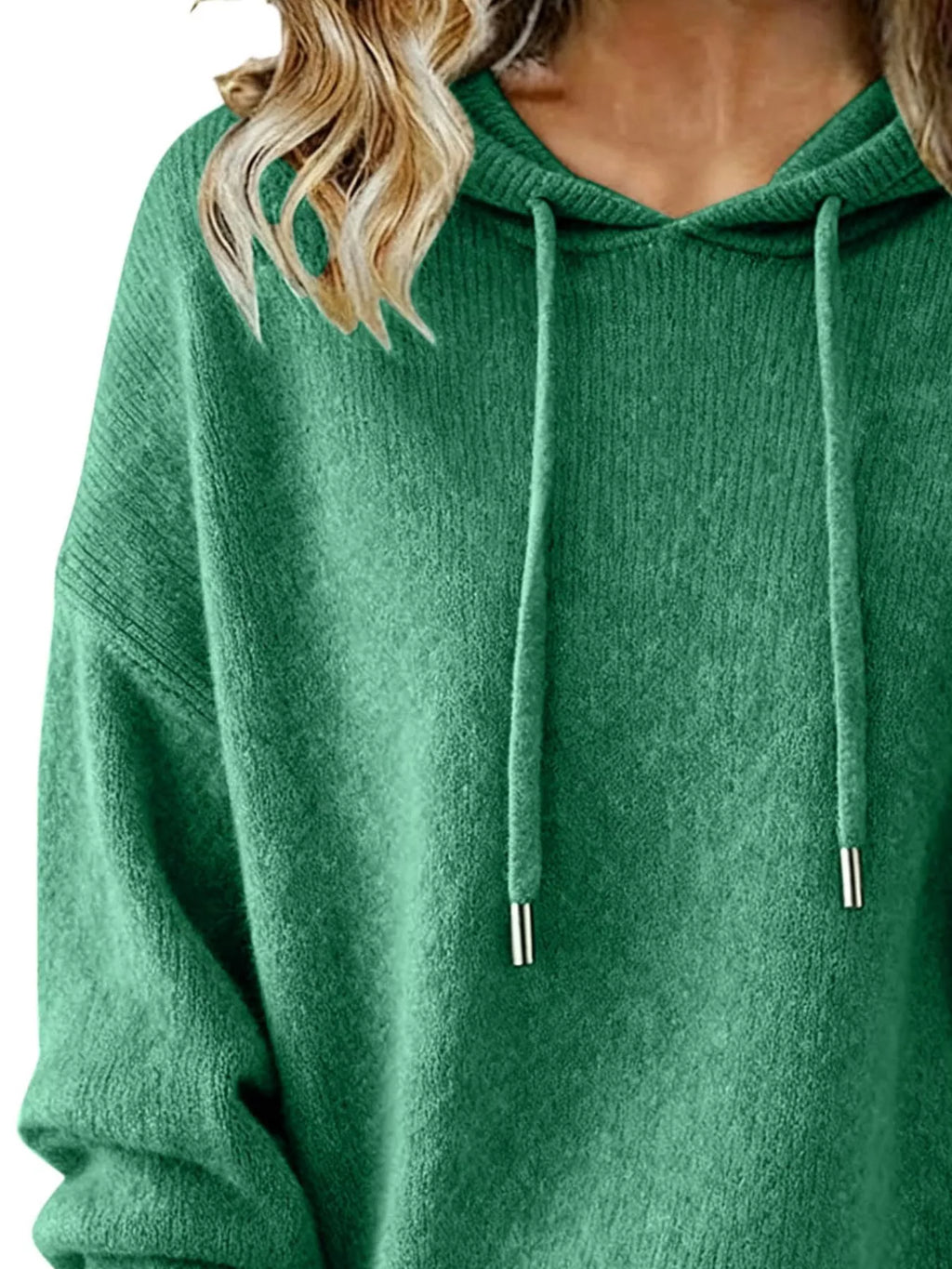 Drawstring Long Sleeve Hooded Sweater