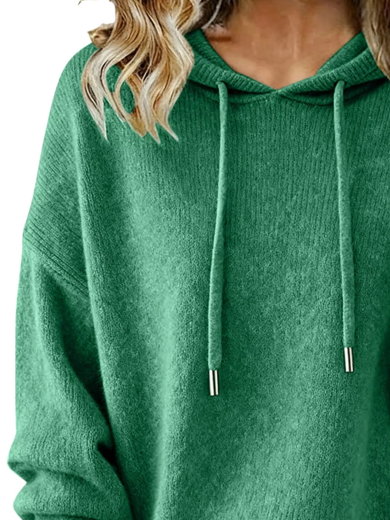 Drawstring Long Sleeve Hooded Sweater