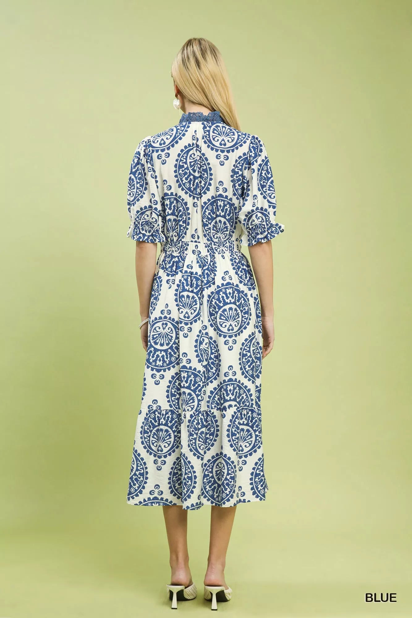 Umgee Paisley Smocked Waist Midi Dress