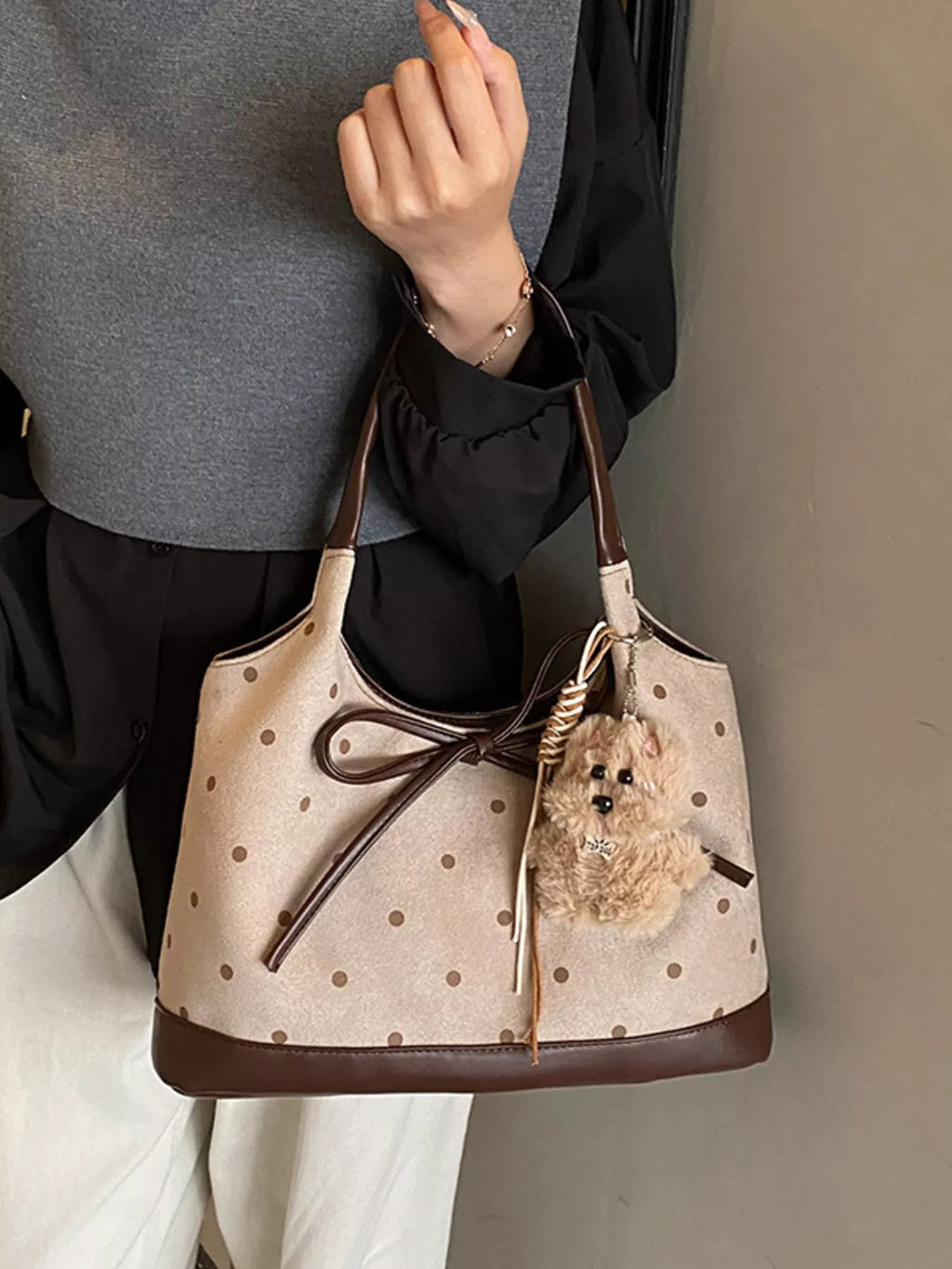 Polka Dot Bow Shoulder Bag