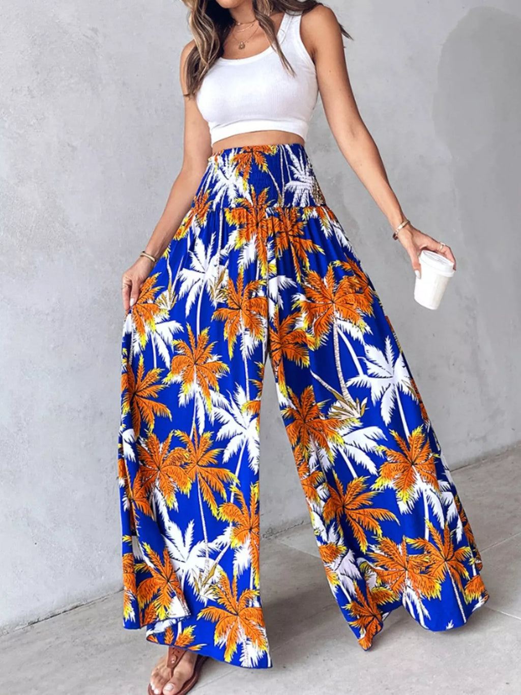 Printed Wide-Leg Pants