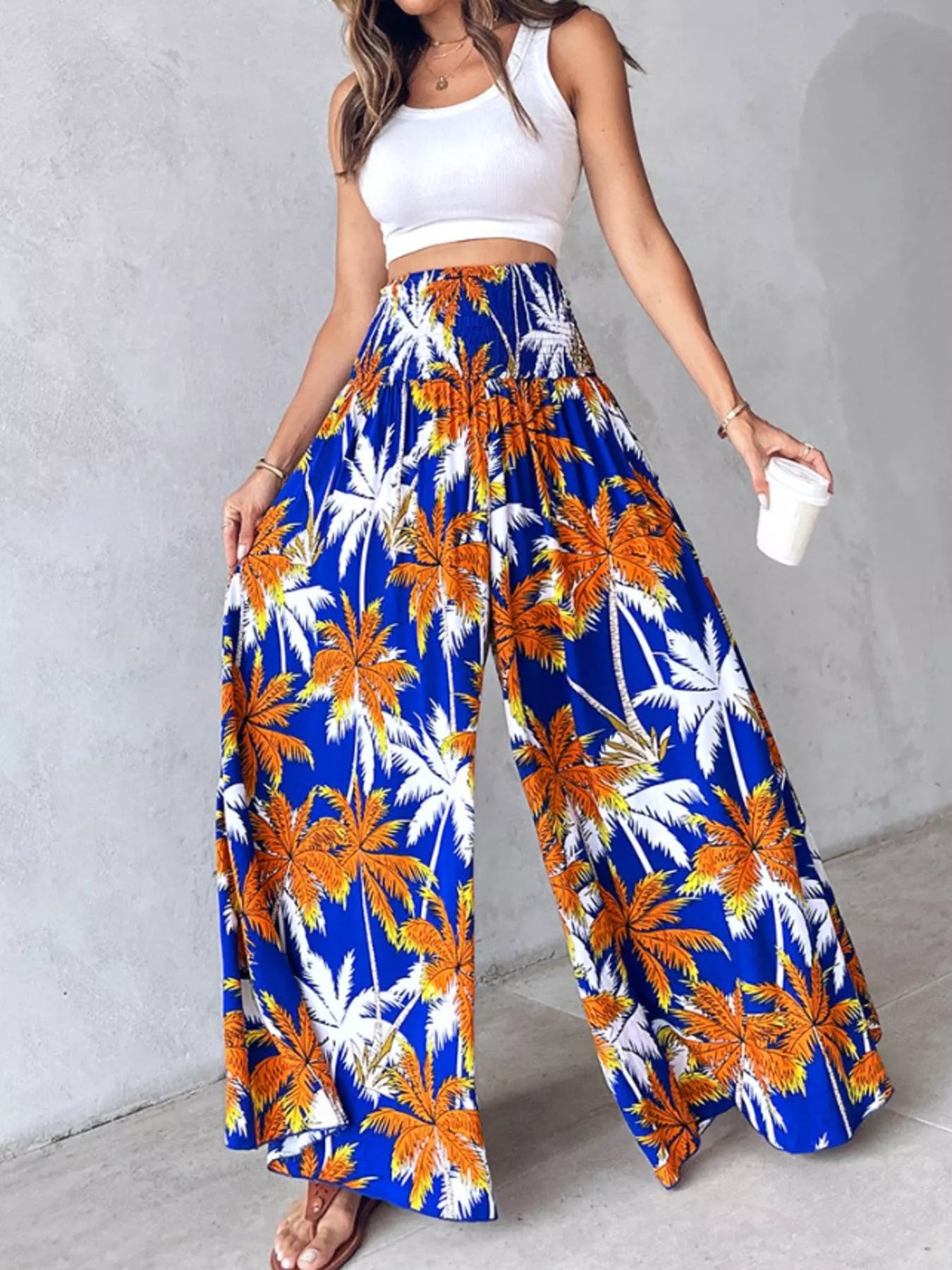 Printed Wide-Leg Pants