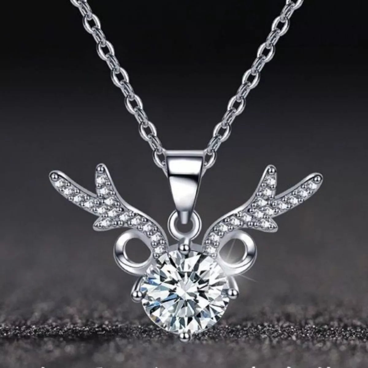 1 Carat Moissanite 925 Sterling Silver Antlers Necklace