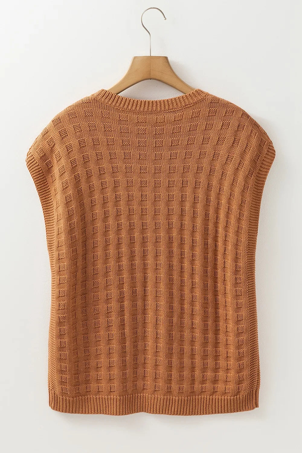 Textured Pattern Round Neck Sweater Vest