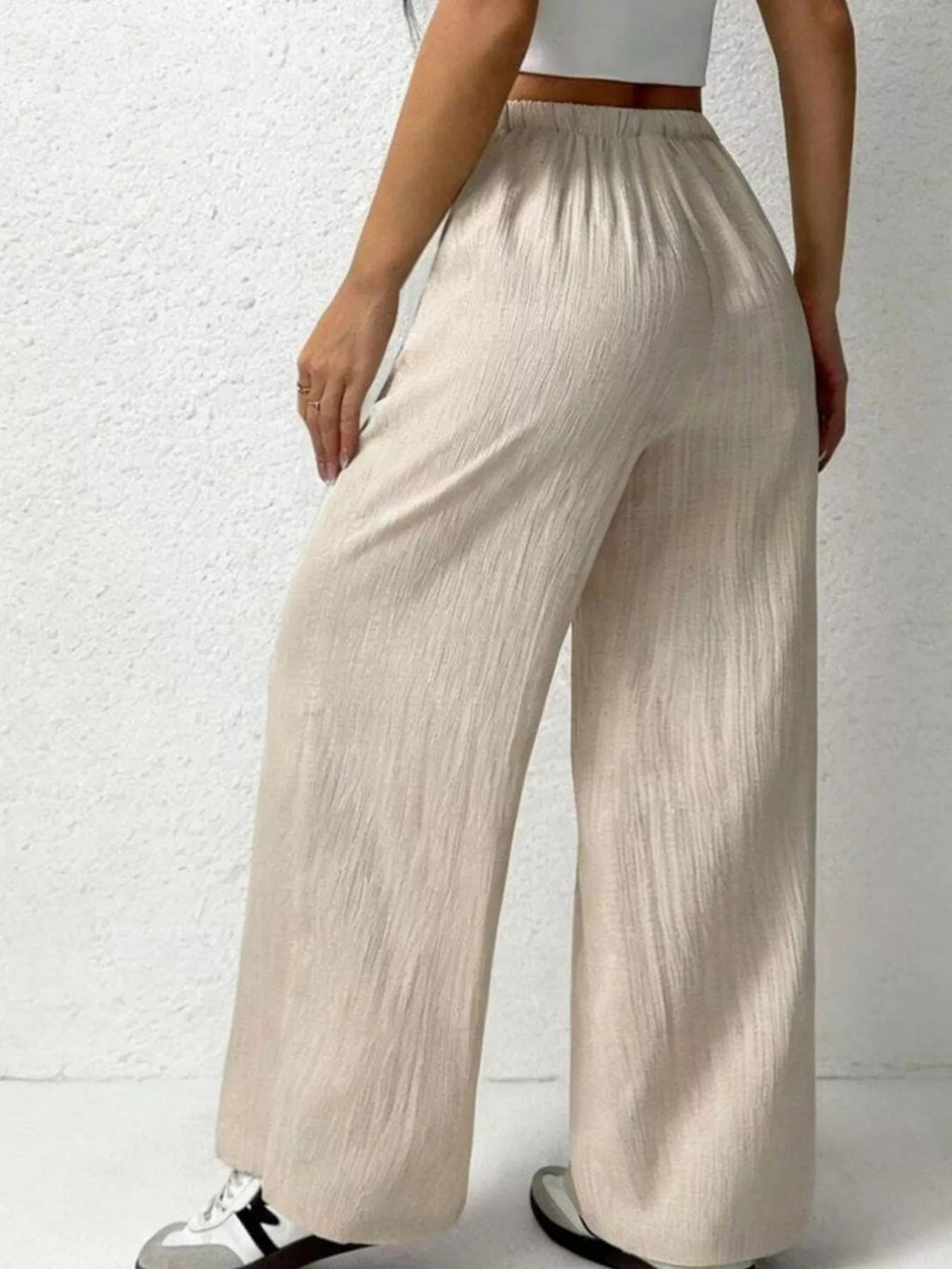 Casual Drawstring Wide Leg Pants