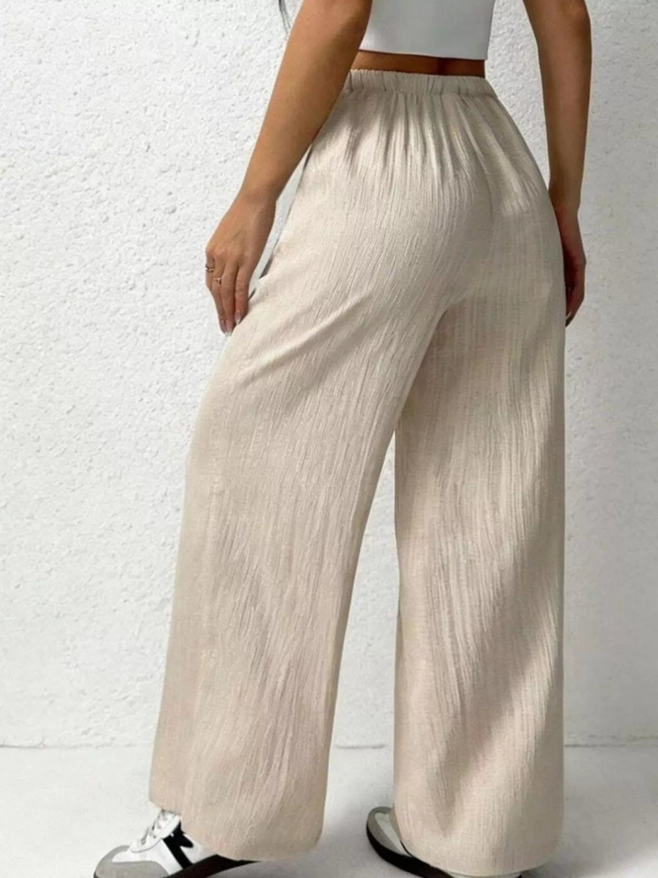 Casual Drawstring Wide Leg Pants