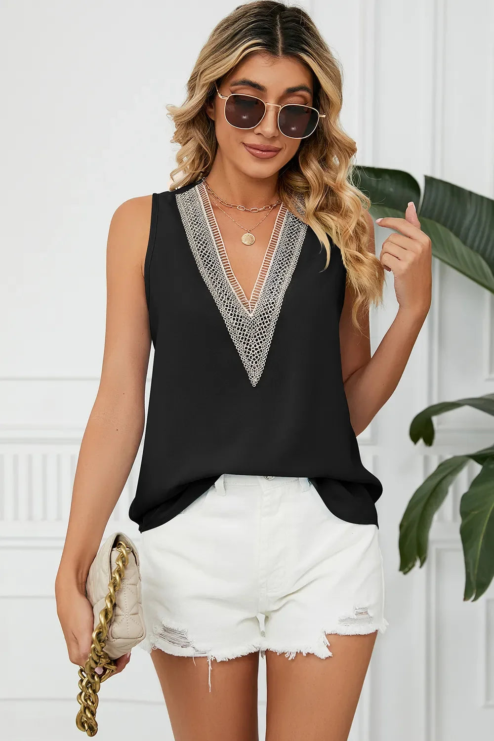 V-Neck Wide Strap Tank