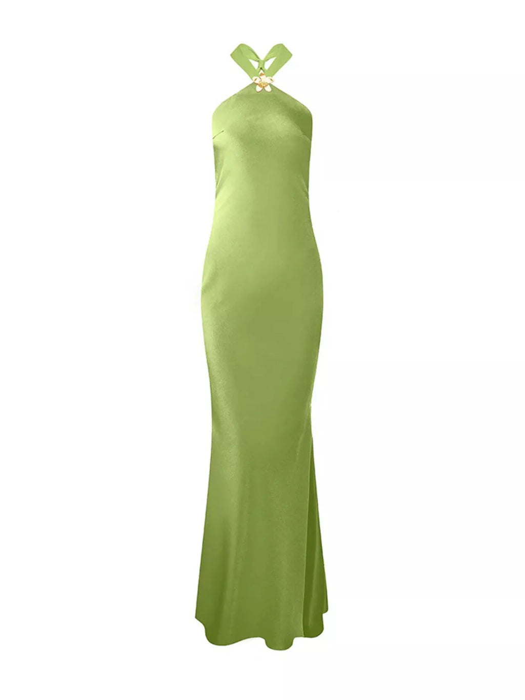 Halter Neck Satin Maxi Dress