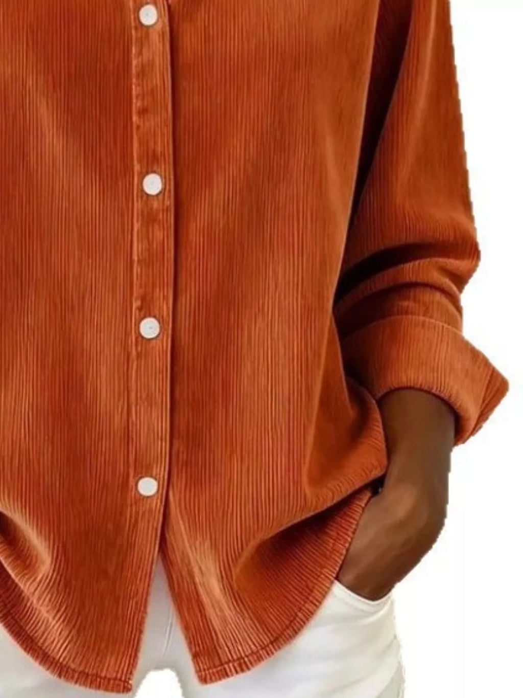 Full Size Corduroy Button-Down Shirt Plus Size