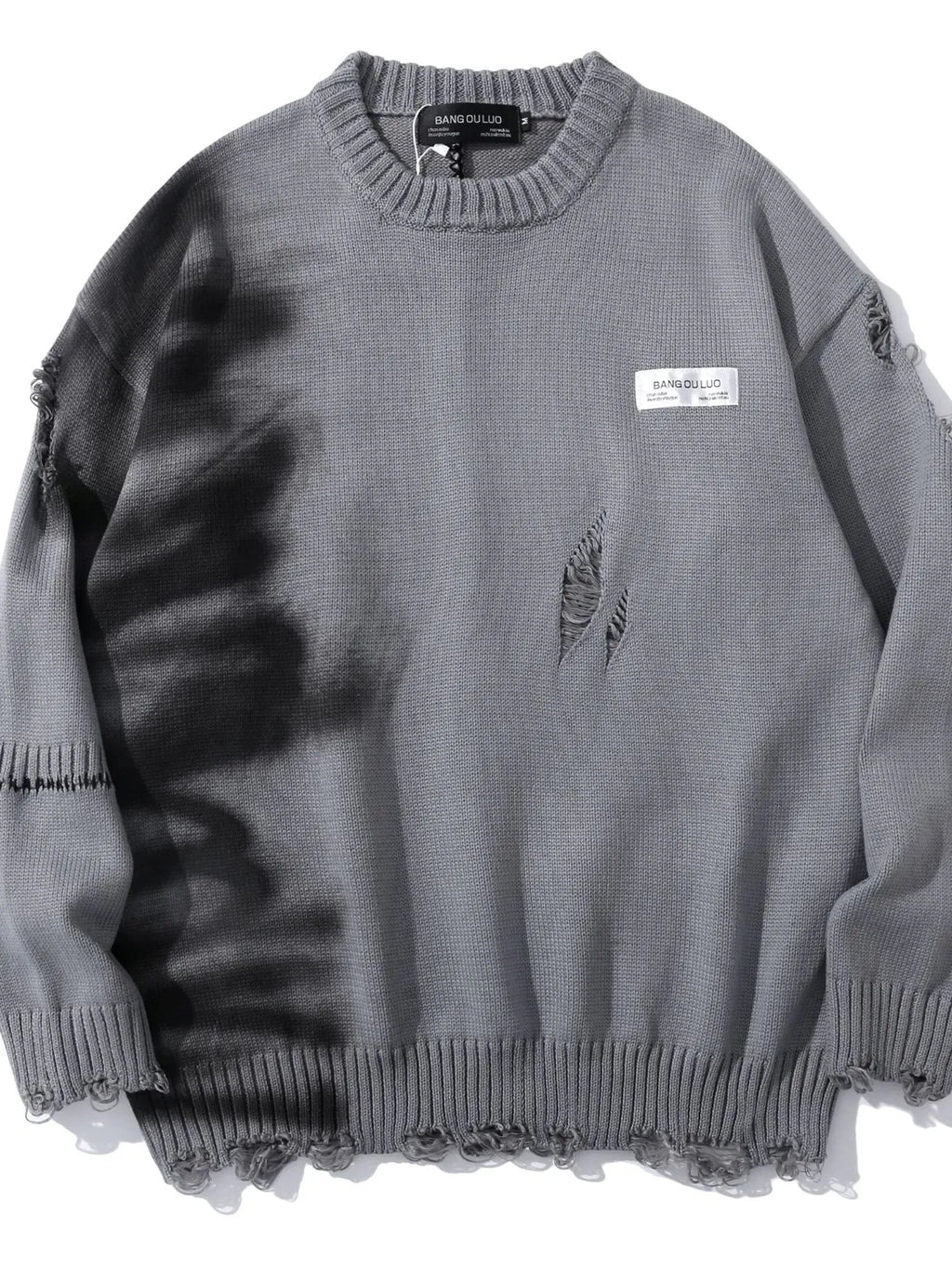 Men's Distressed Oversized Knit Sweater