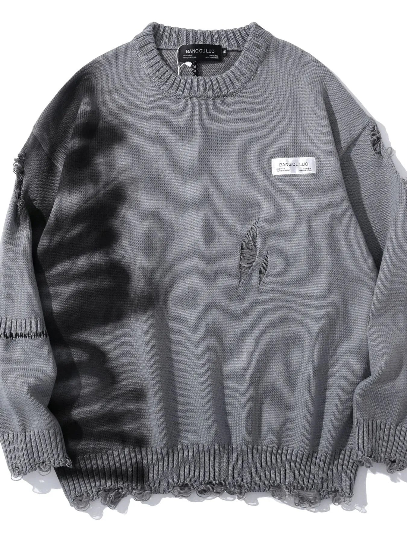 Men's Distressed Oversized Knit Sweater