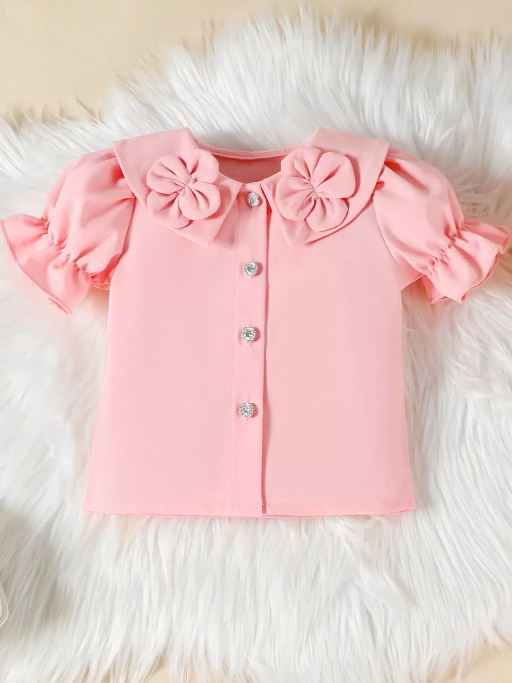 Children's Floral Decor Ruffle Trim Top & Pants Set