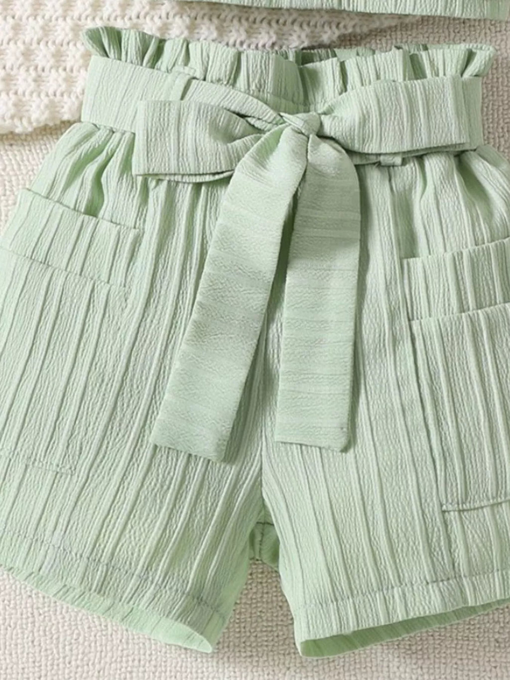 Children's Ribbed Ruffle Trim Top & Shorts Set