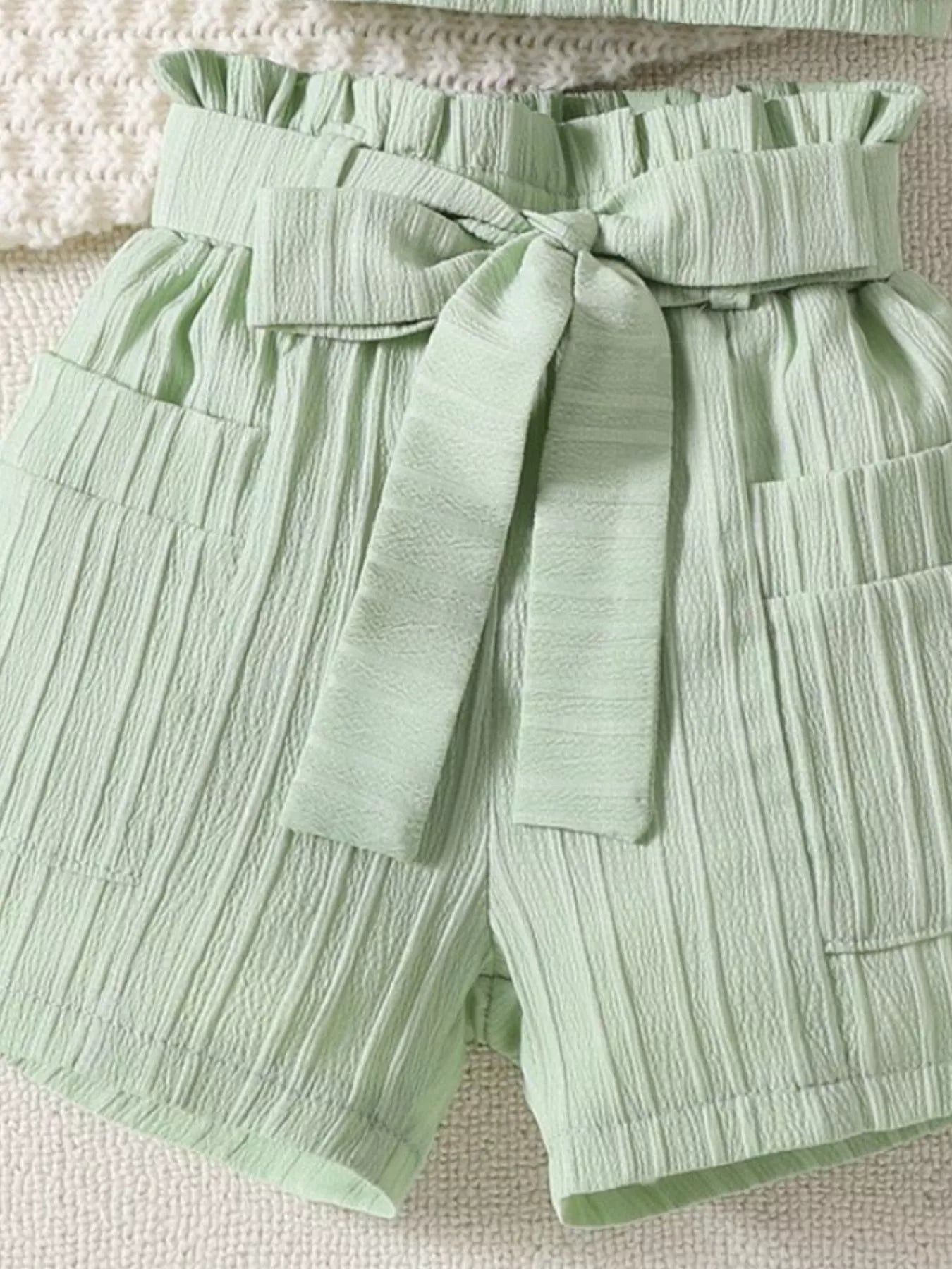 Children's Ribbed Ruffle Trim Top & Shorts Set