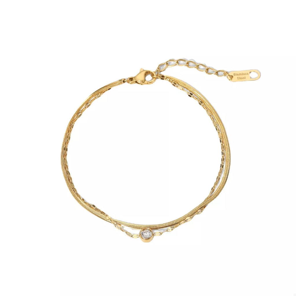 18K Gold-Plated Zircon Double Layered Bracelet