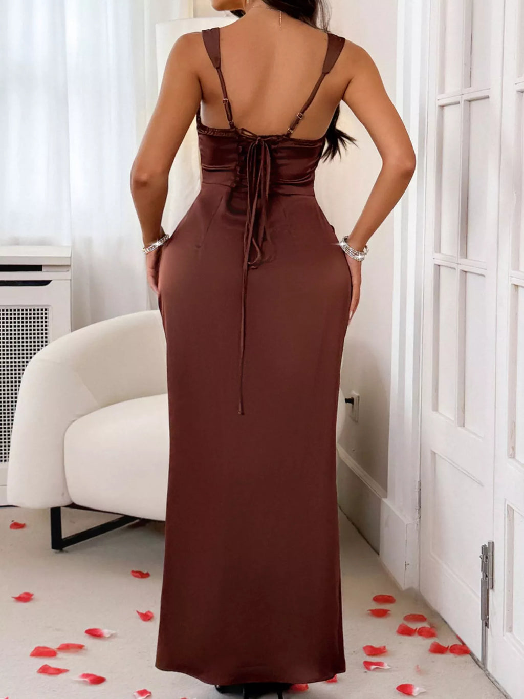 Wide Strap Satin Maxi Dress