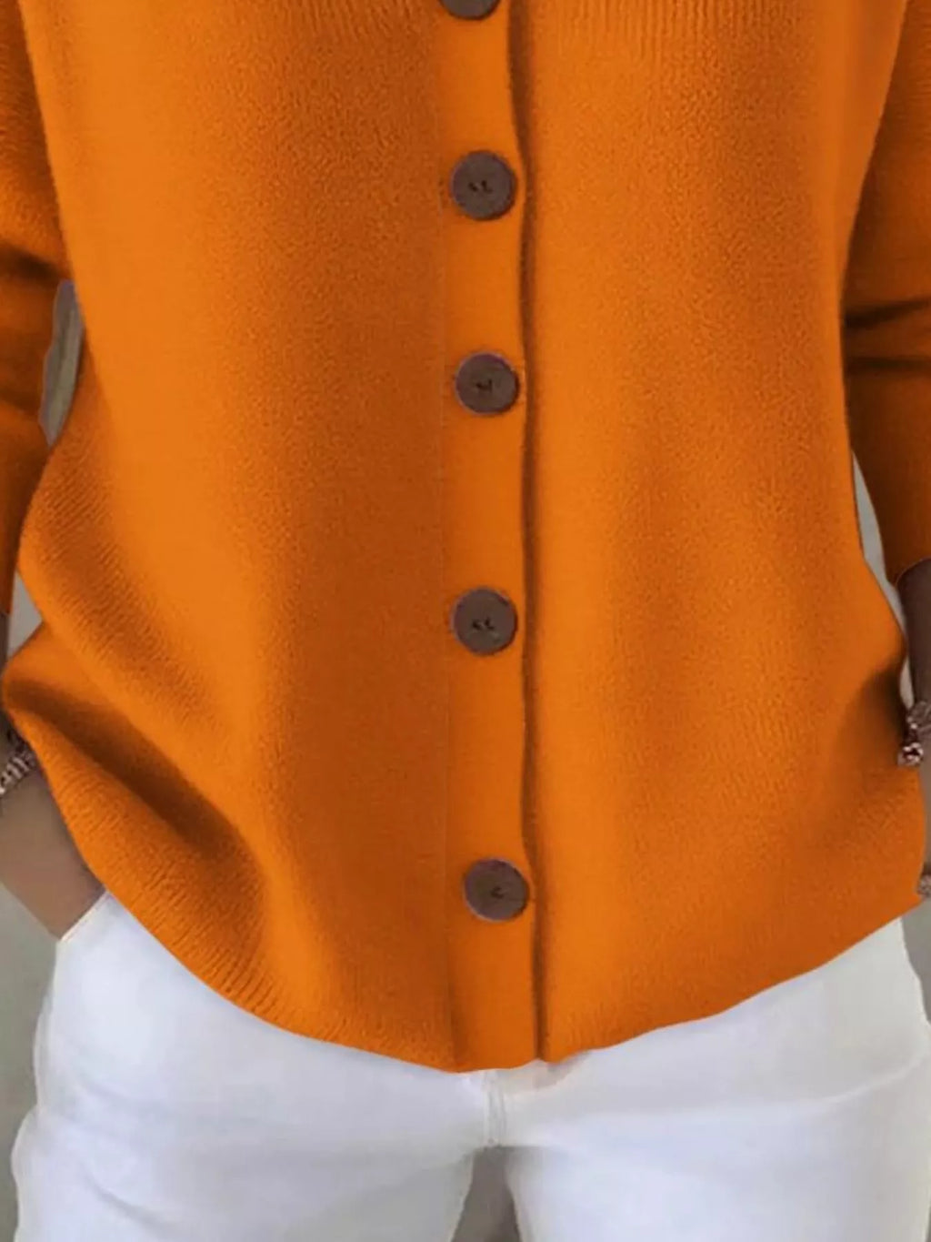 Full Size Button Up Long Sleeve Cardigan Plus Size