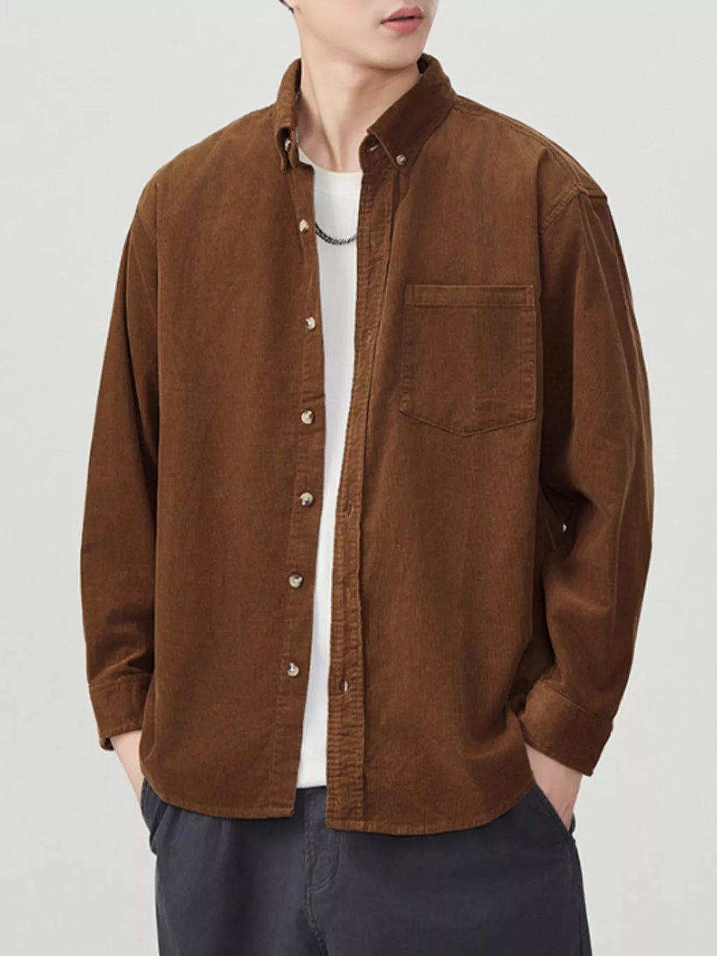 Men's Plus Size Button Up Long Sleeve Shirt