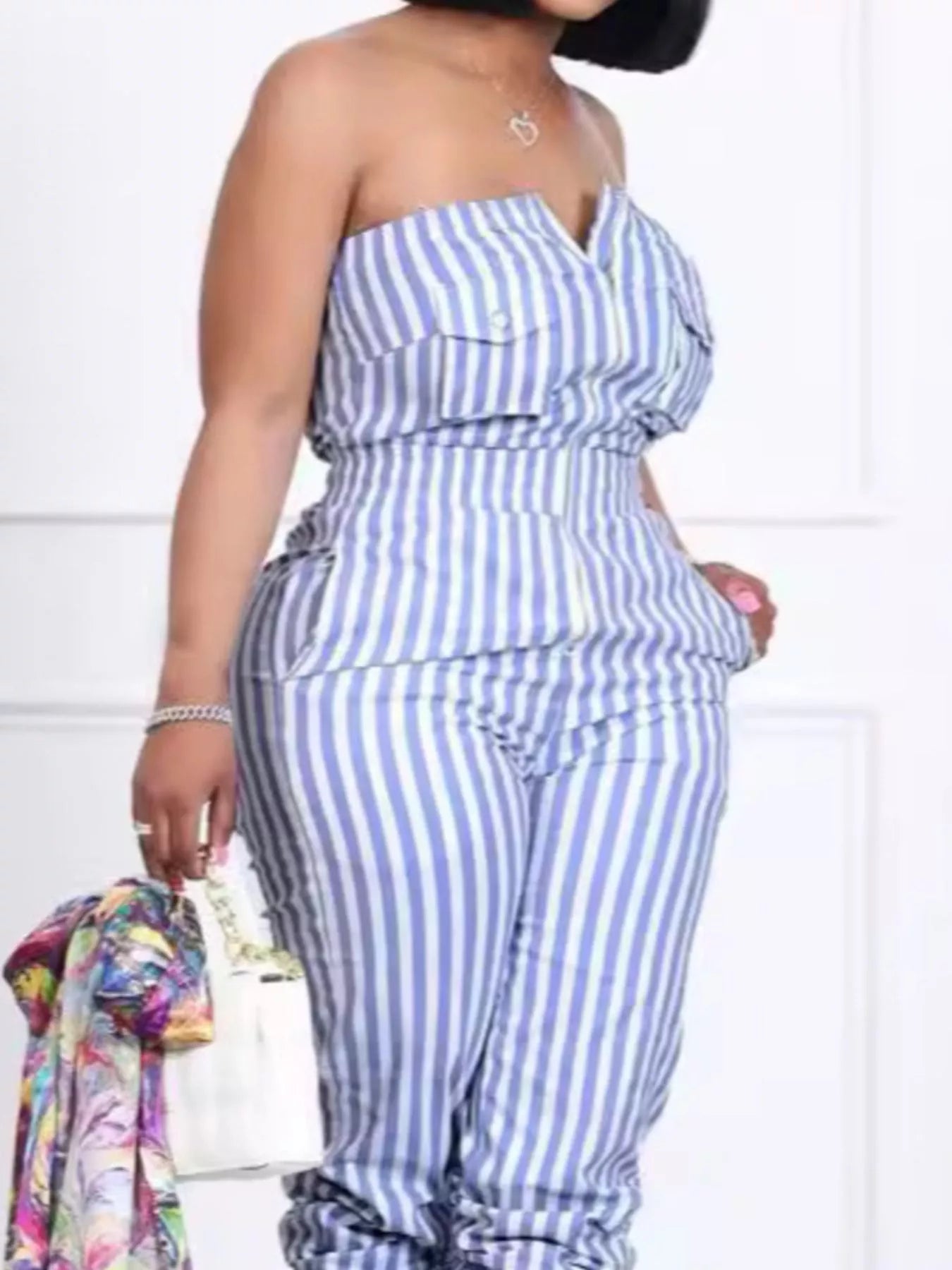 Striped Tube Casual Jumpsuit