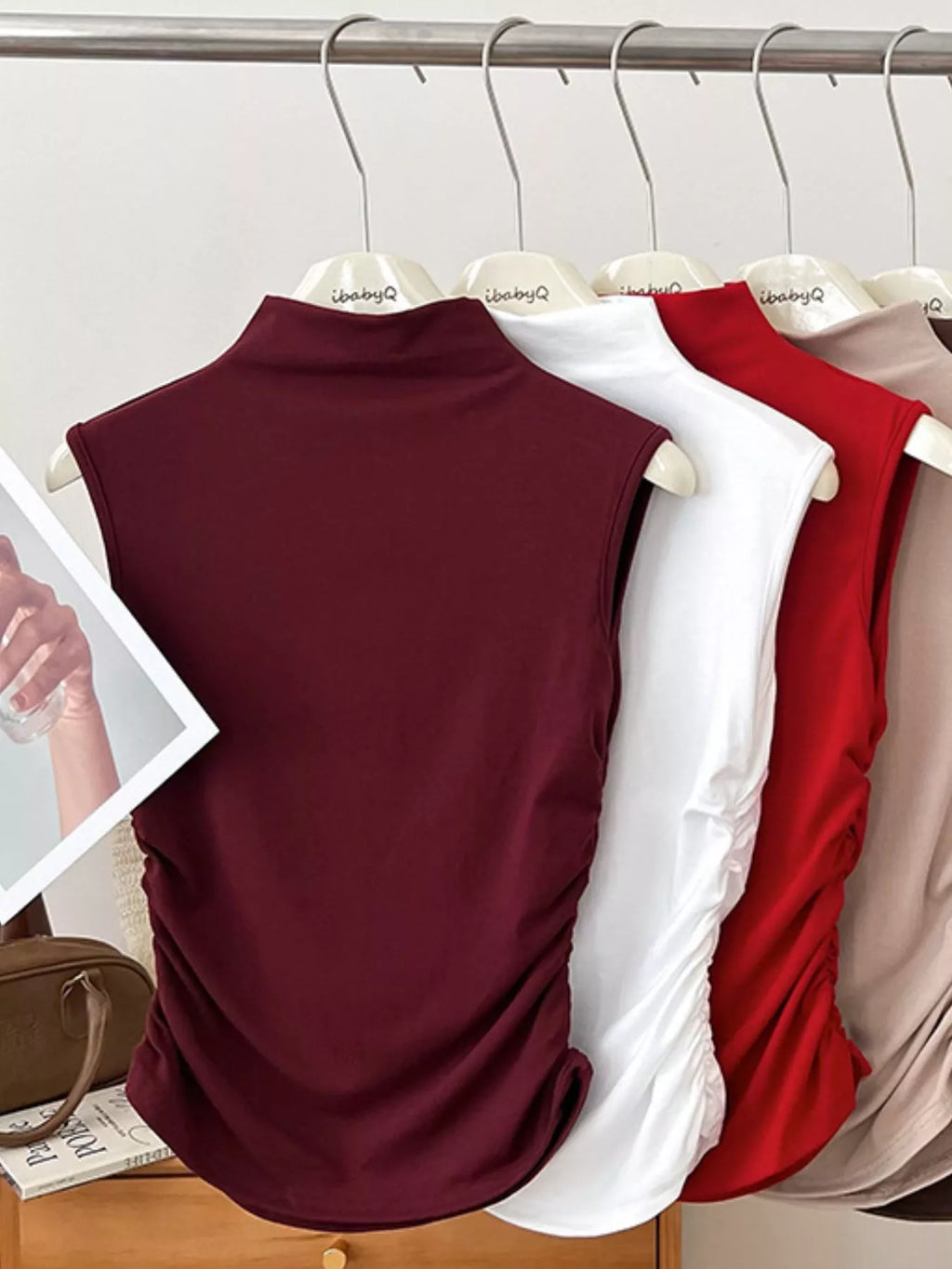 Ruched Mock Neck Tank