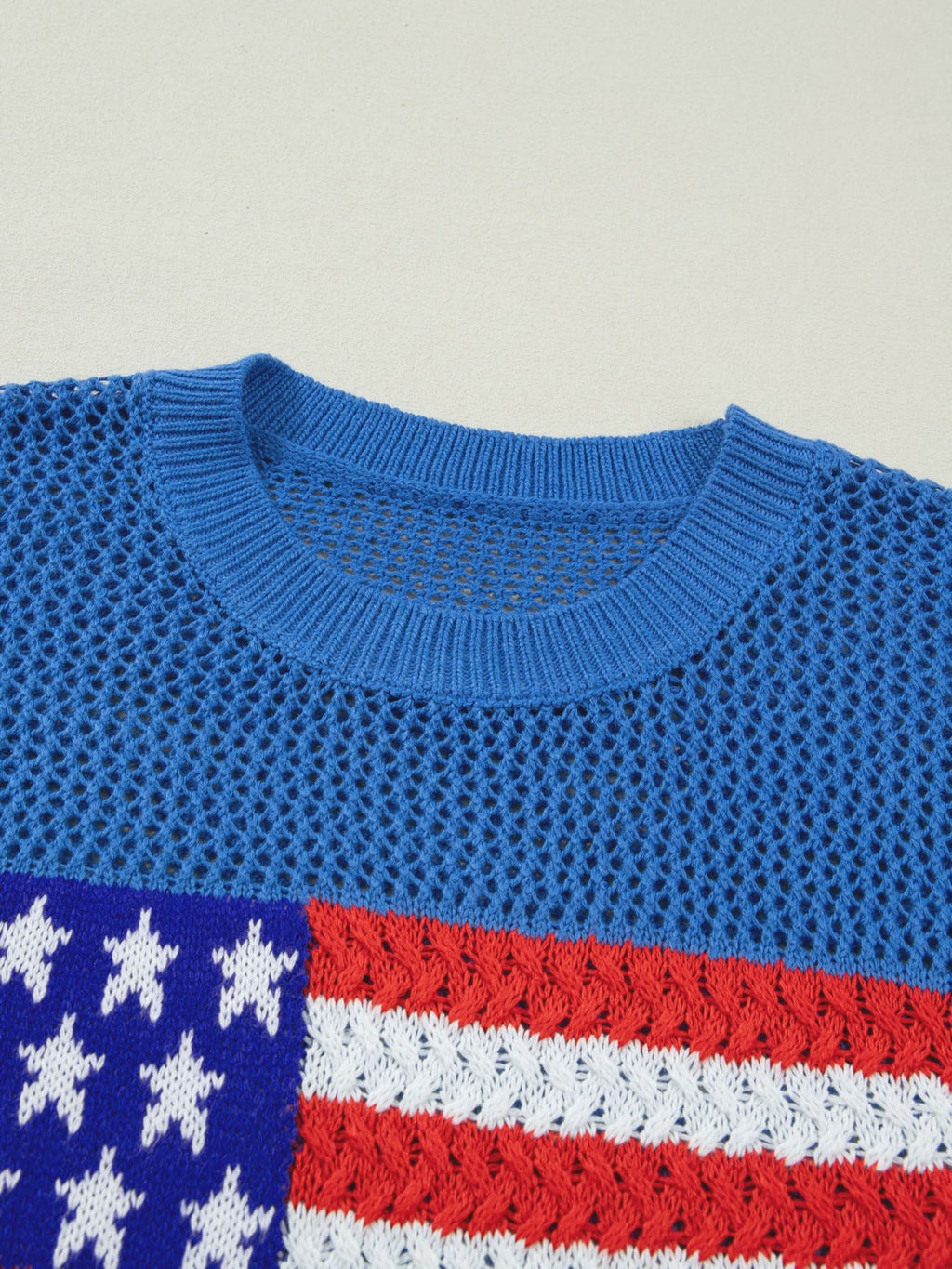 Flag Graphic Short Sleeve Sweater Top