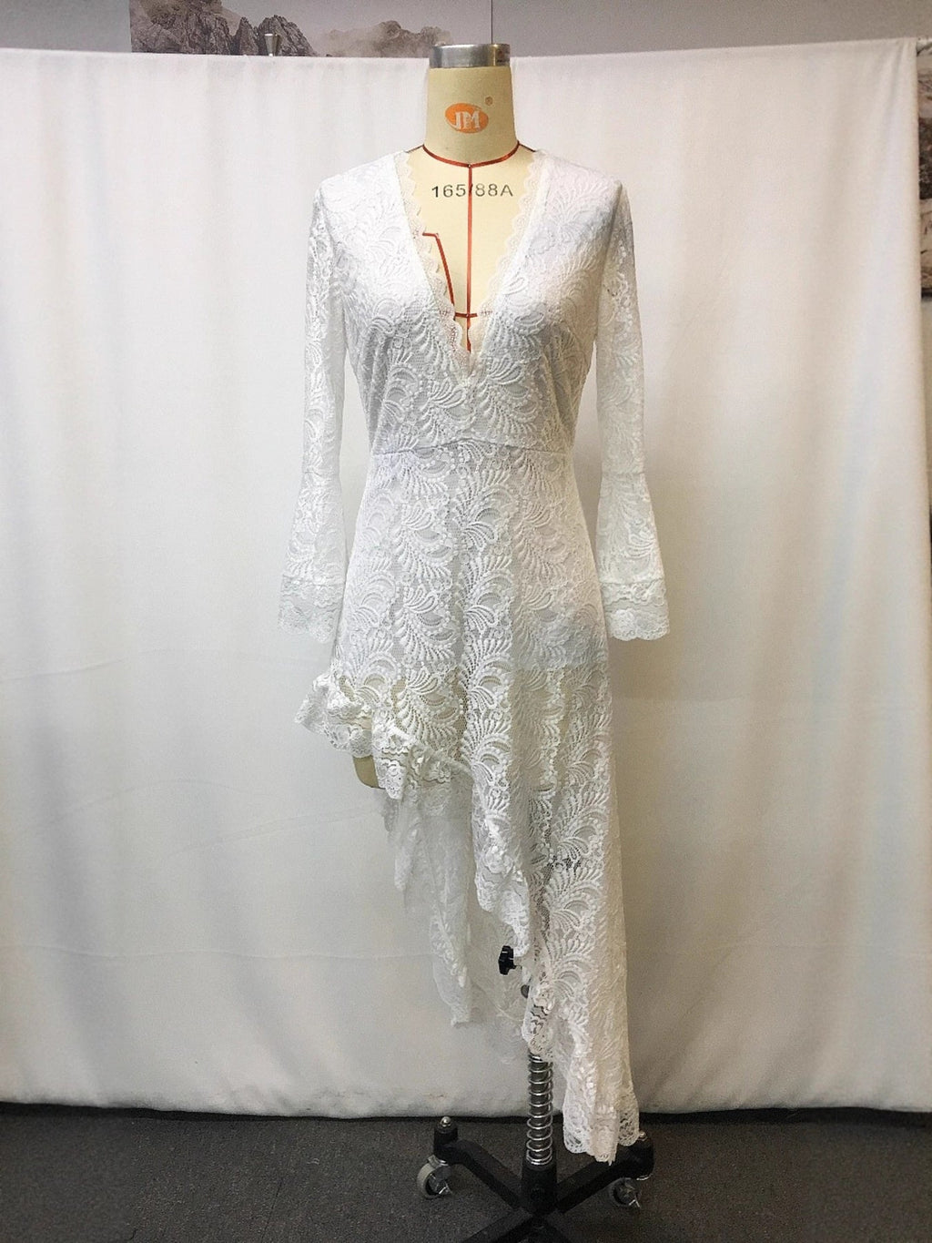 Lace High-Low V-Neck Dress