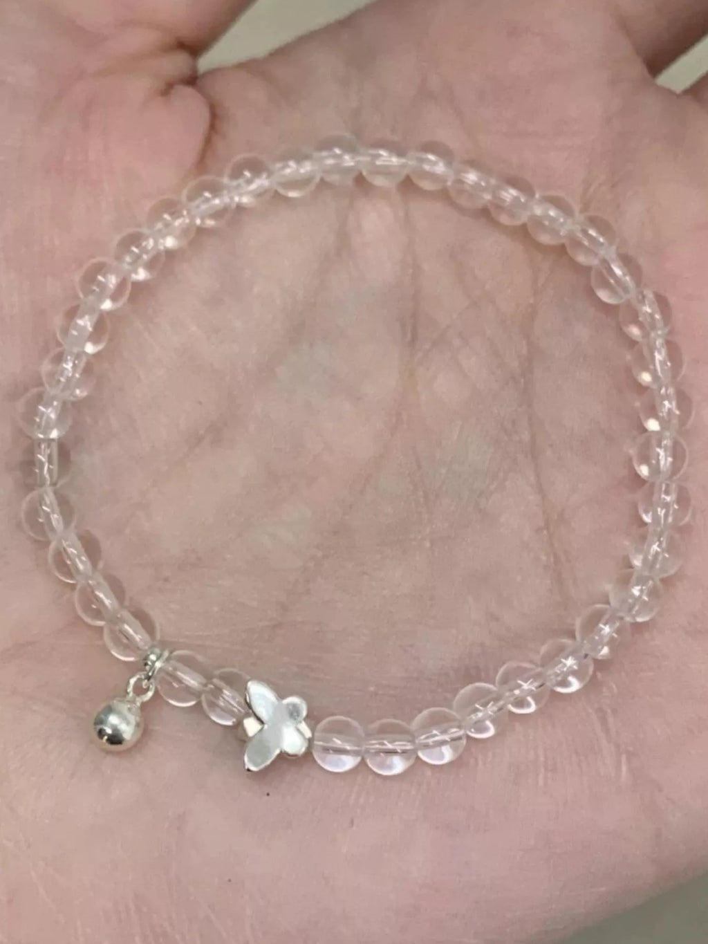 Crystal Beaded Bracelet with Butterfly Charm