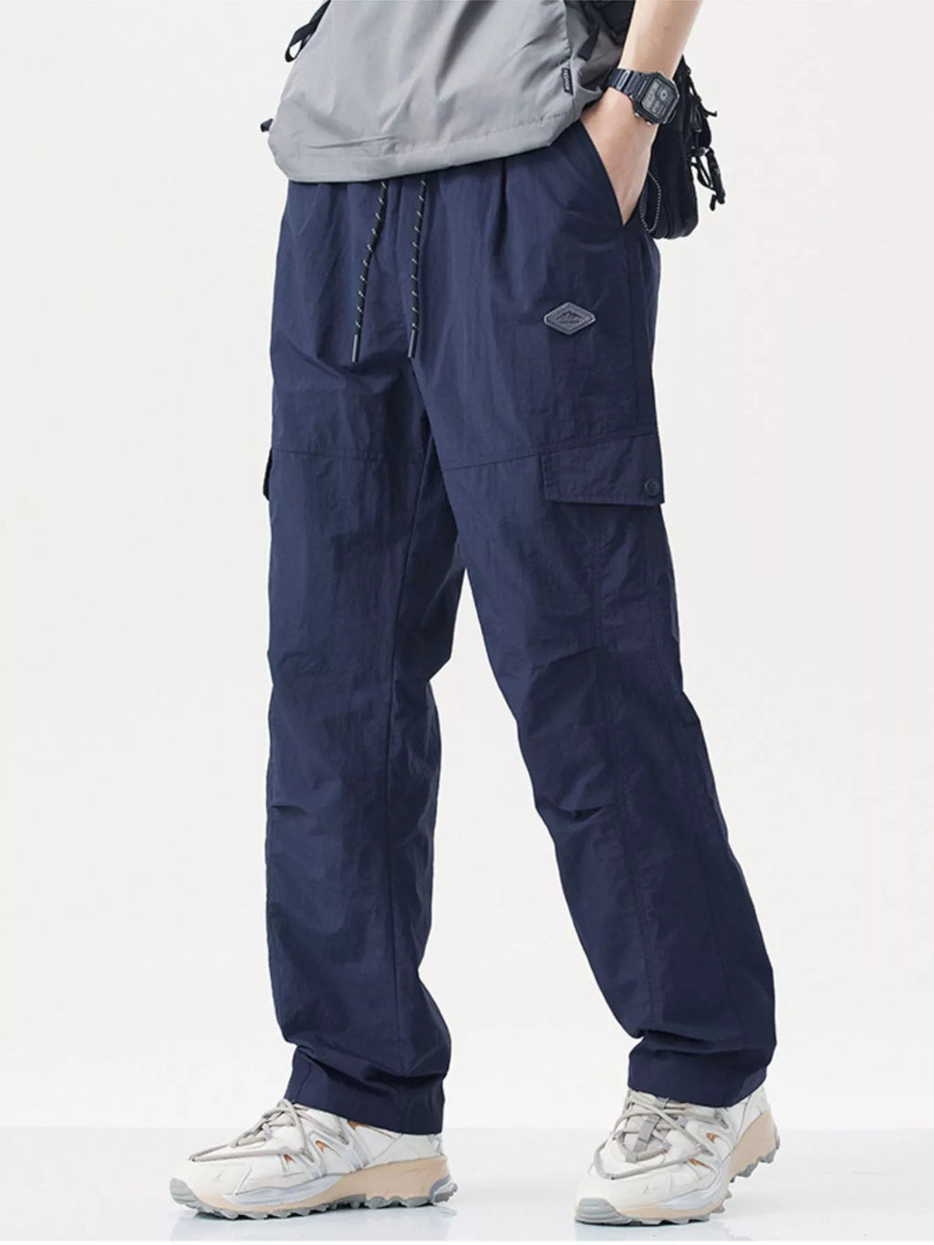 Men's Plus Size Relaxed Fit Cargo Pants with Drawstring