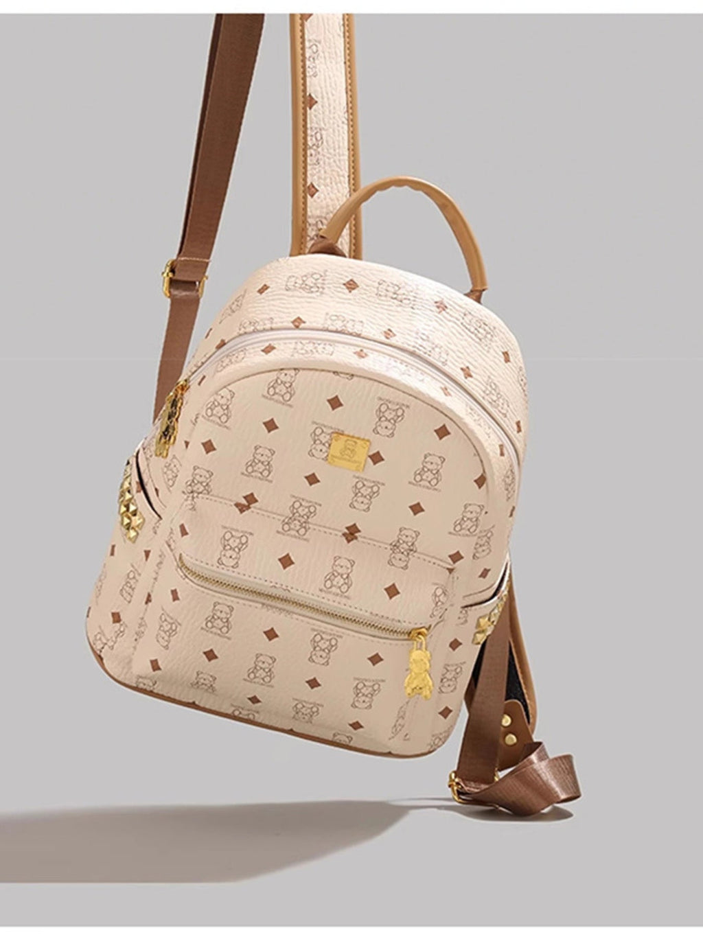 Bear Pattern Leather Backpack Bag
