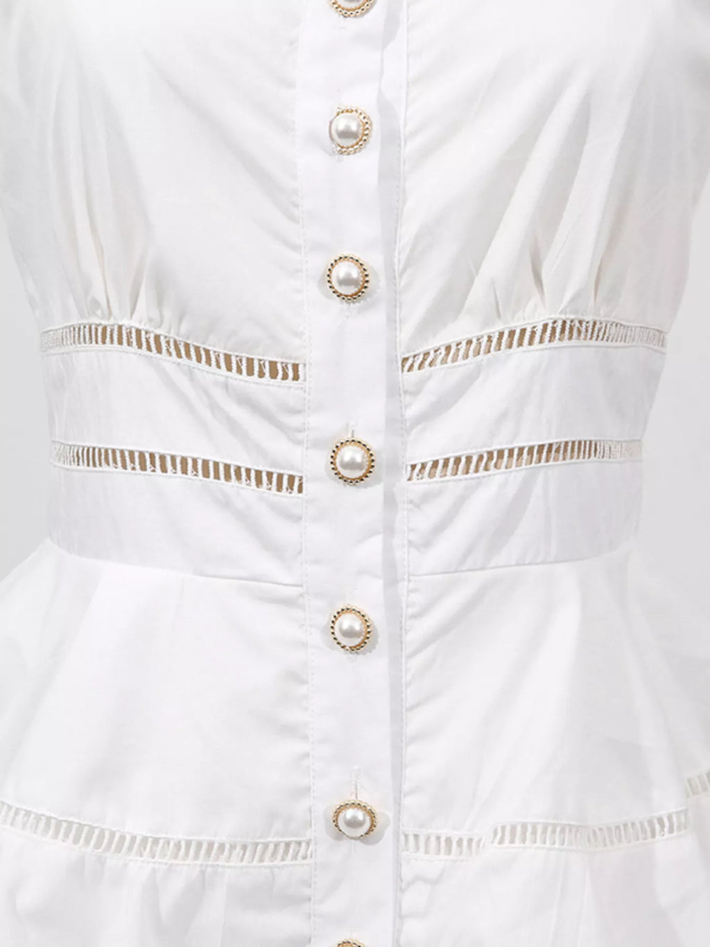Sleeveless Eyelet Embroidered Button-Down Midi Dress