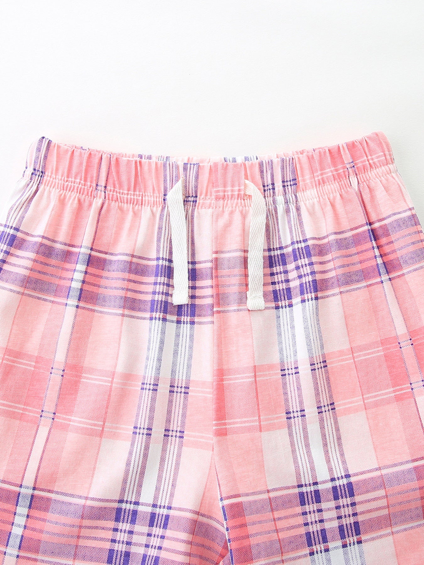 Children's Bunny Train Ruffle Trim Top & Plaid Shorts Set