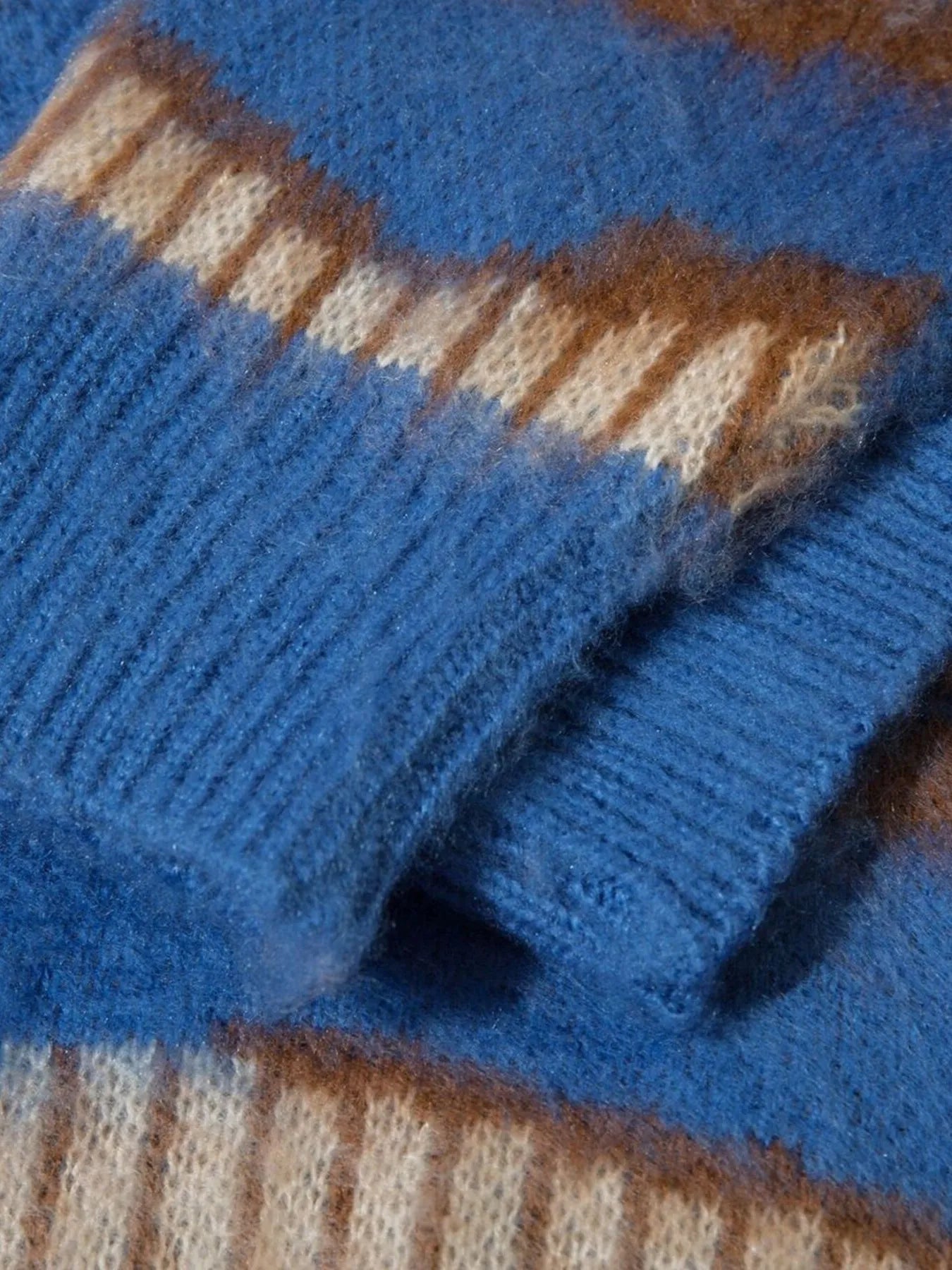 Men's Oversized Contrast Striped Round Neck Sweater