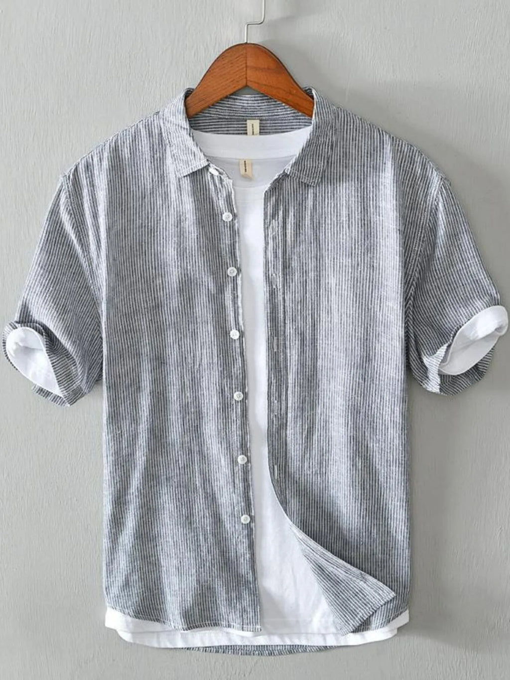 Men's Plus Size Casual Striped Short Sleeve Shirt