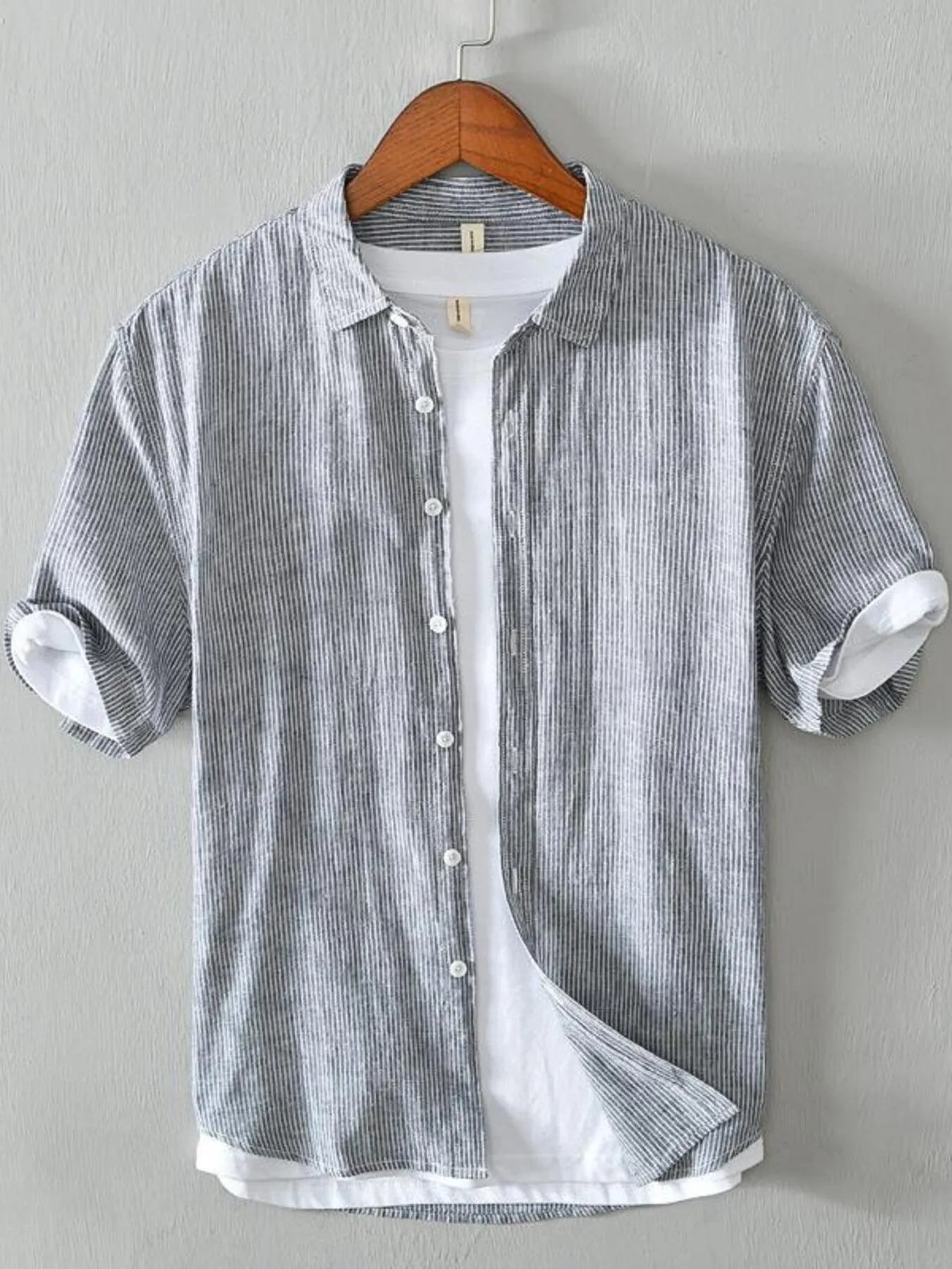 Men's Plus Size Casual Striped Short Sleeve Shirt