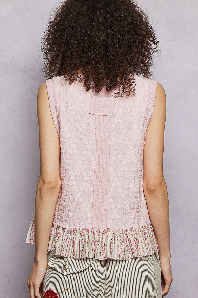 POL Floral Print V-Neck Textured Tank