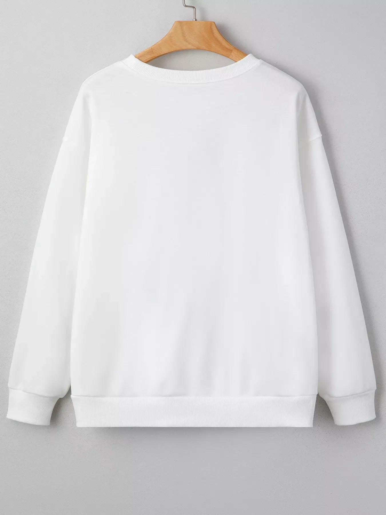 Pearl Plaid Christmas Tree Patched Drop Shoulder Sweatshirt