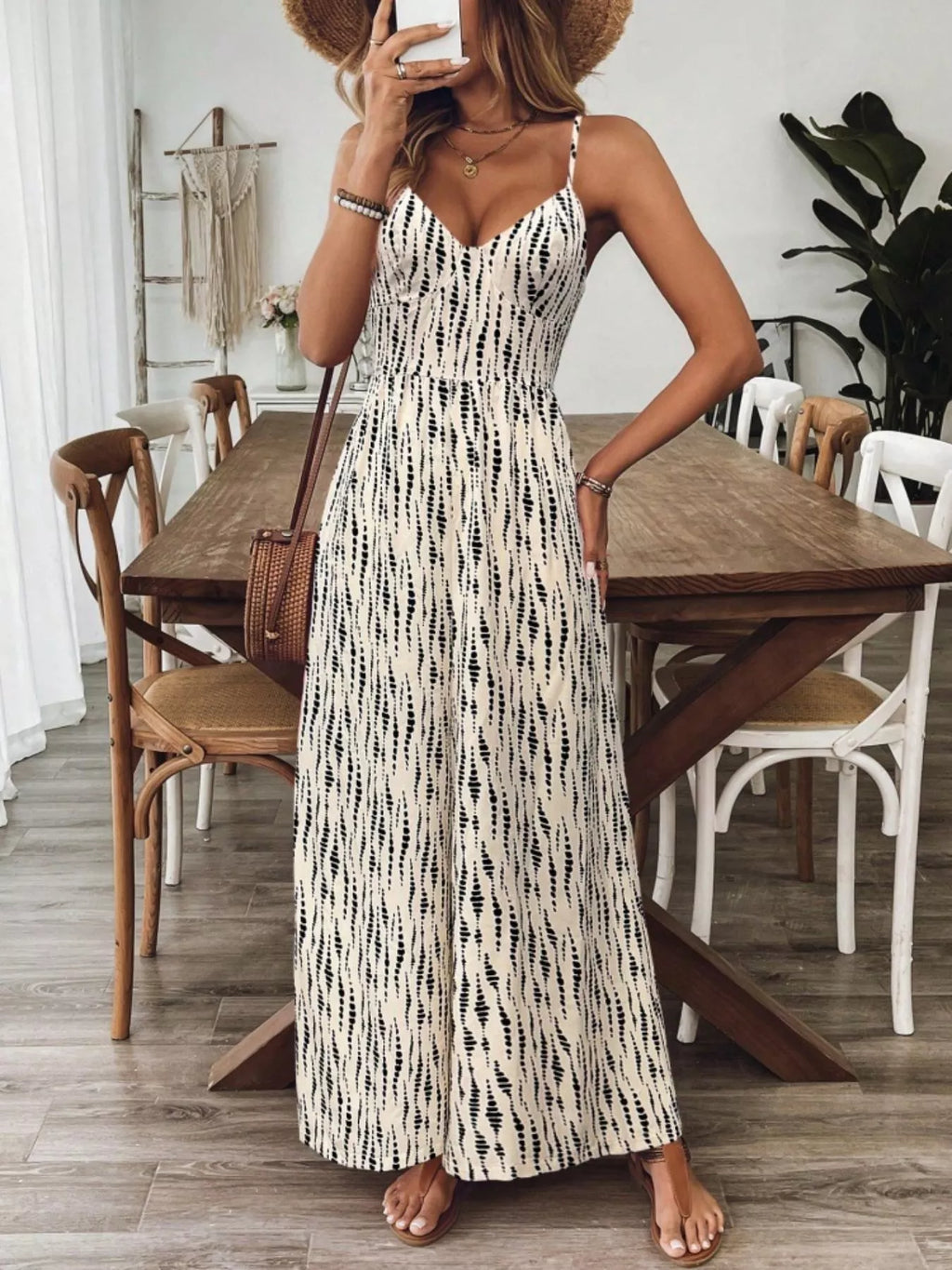 Spaghetti Strap Wide Leg Jumpsuit
