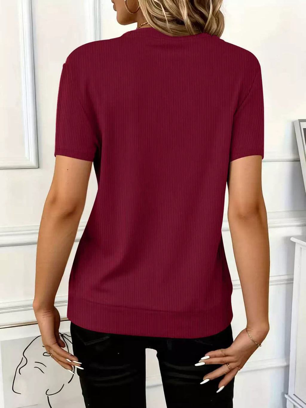 Half Zip Short Sleeve Top