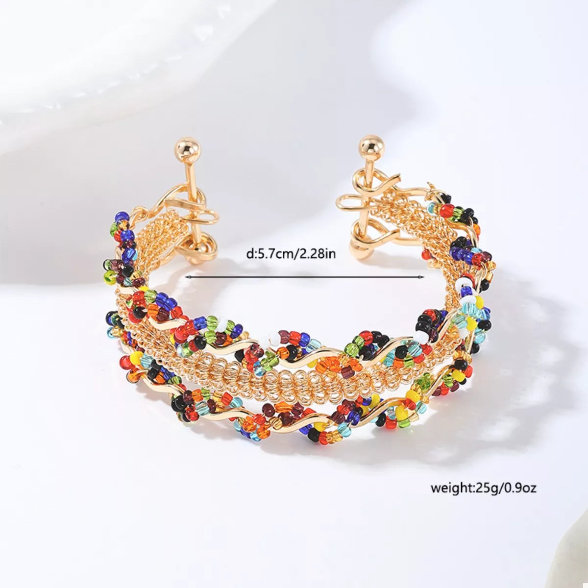 18K Gold-Plated Three Layered Open Bracelet