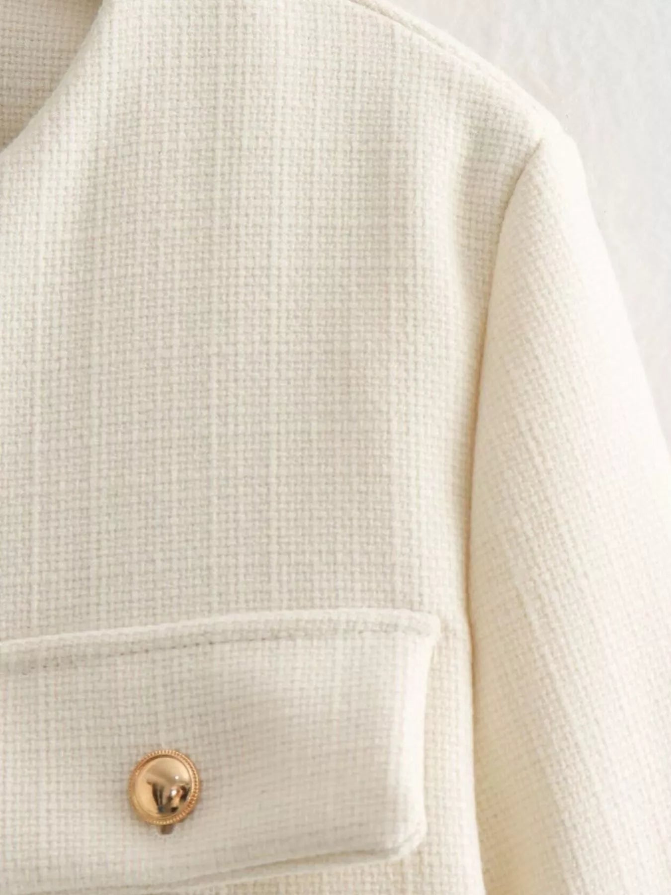 Tweed Button Up Cropped Outerwear
