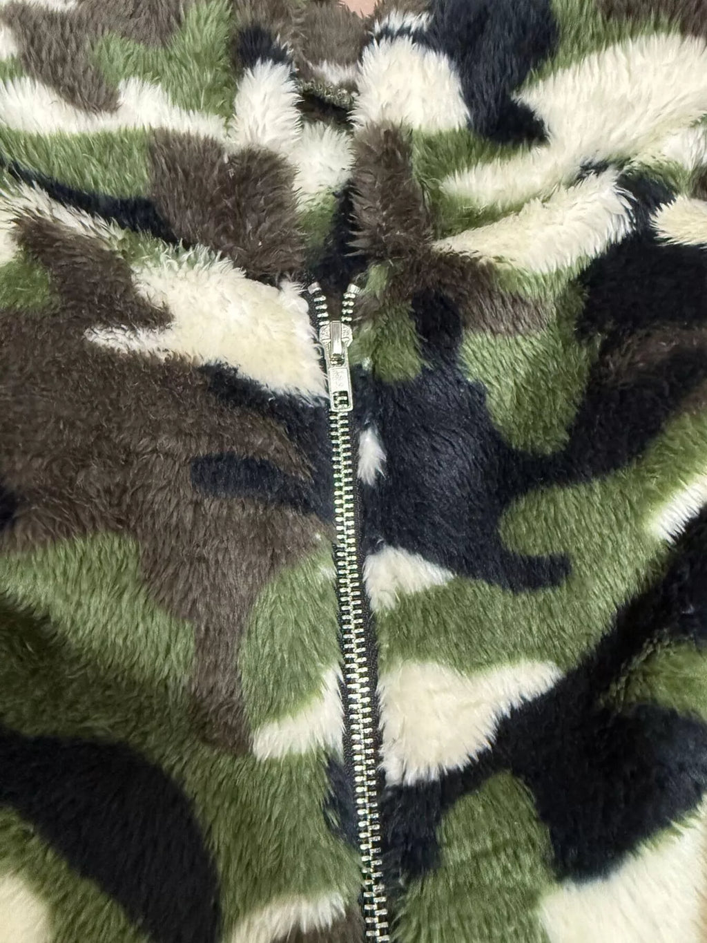 Fuzzy Camo Zip-Up Hoodie