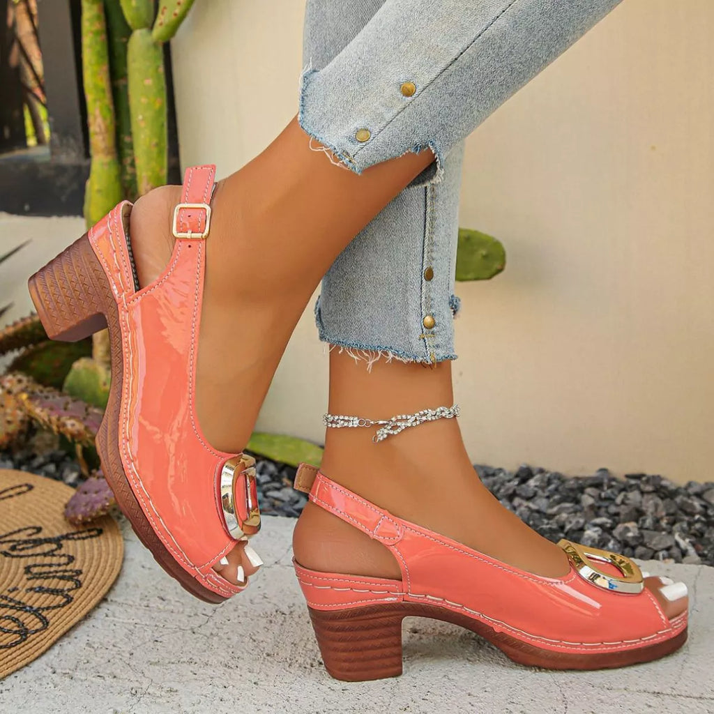 Peep Toe Block Heels Sandals