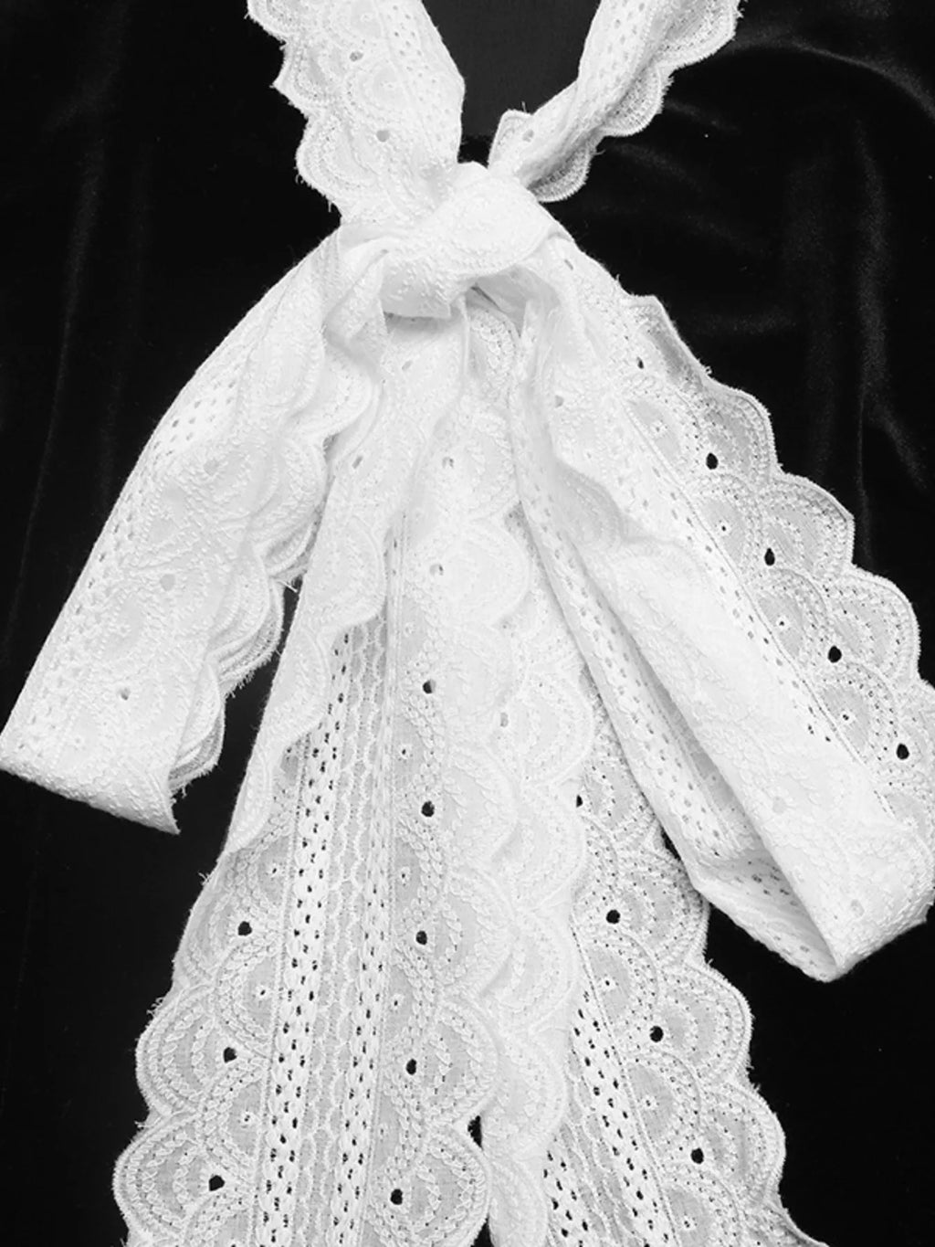 Lace Bow Tie Velvet Blouse