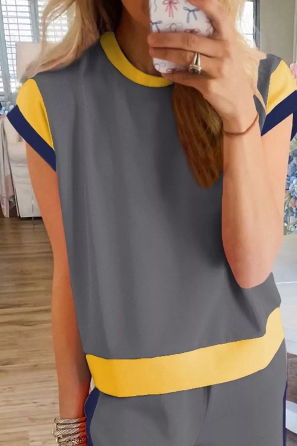 Contrast Trim Top and Pants Set