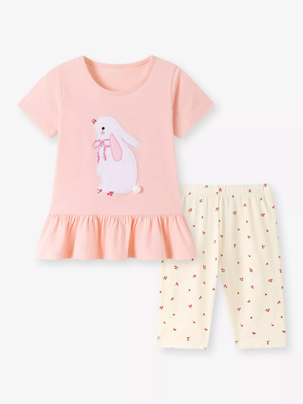 Children's Bunny Embroidered Top & Capri Leggings Set