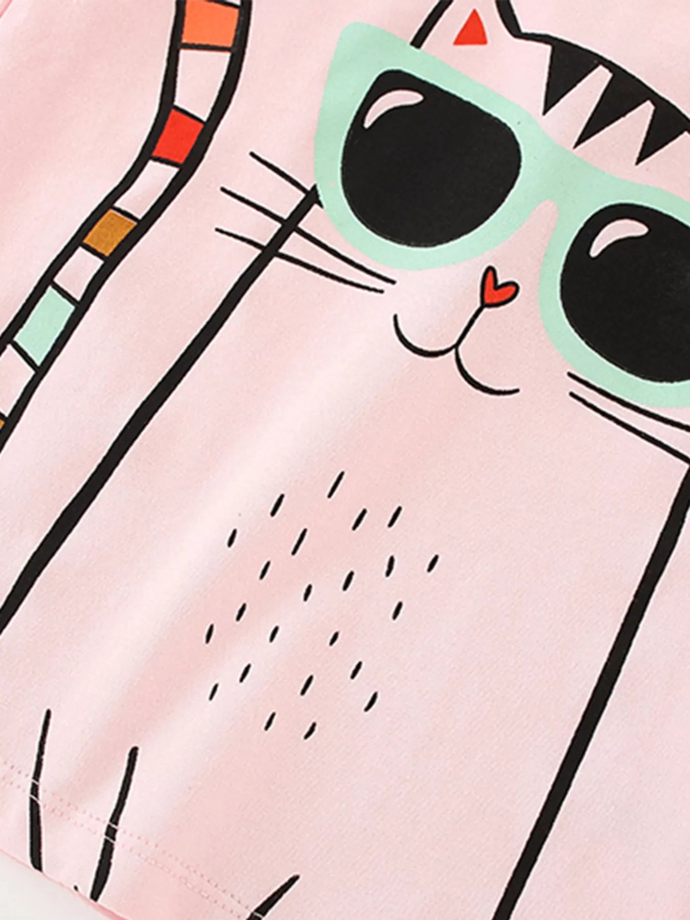 Children's Cat Graphic Short Sleeve T-Shirt