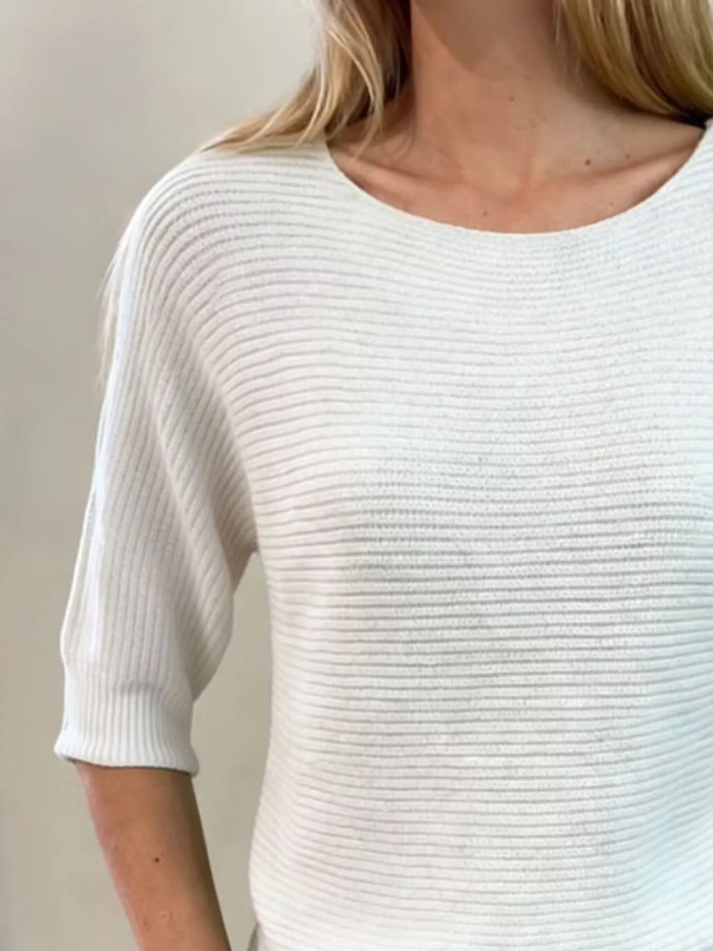 Full Size Ribbed Knit Round Neck Sweater Plus Size