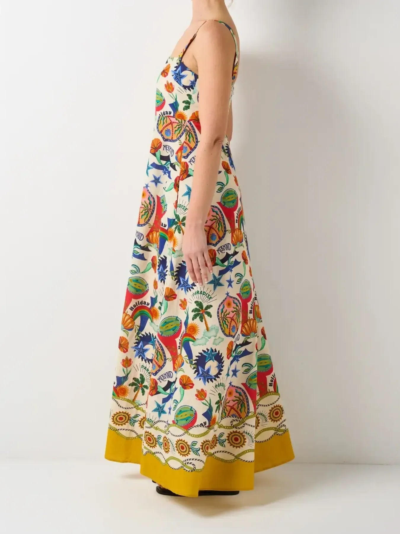 Printed Square Neck Maxi Cami Dress
