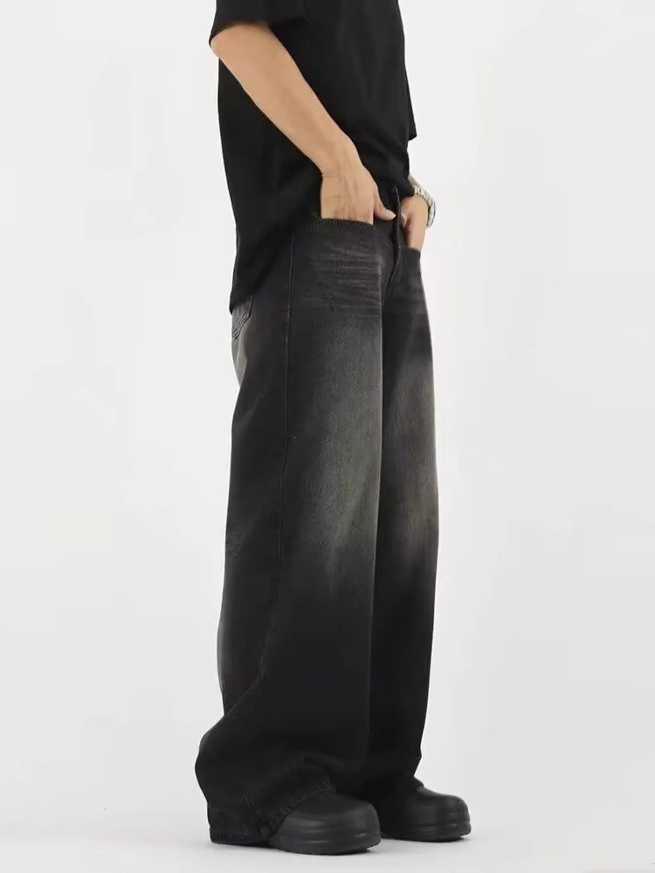 Men's Full Size Wide Leg Gradient Wash Jeans Plus Size
